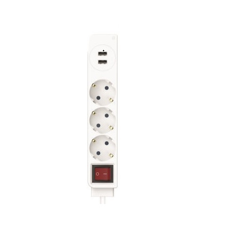 Regleta 3 Tomas 2xUSB-A 17W