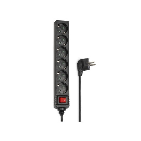 Regleta 6 Tomas Interruptor 1 4m Negra