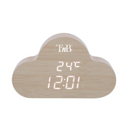 Reloj LED con 3 alarmas en la nube efecto madera