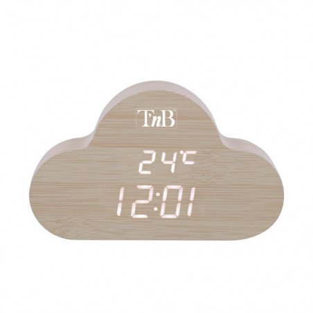 Reloj LED con 3 alarmas en la nube efecto madera