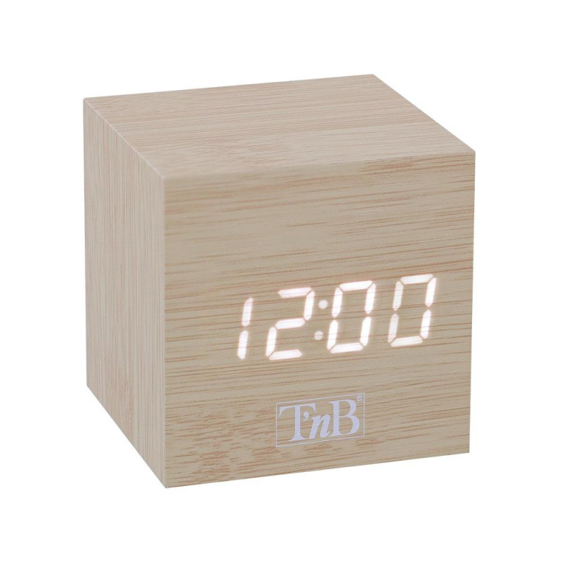 Reloj LED 3 alarmas efecto madera TNB 