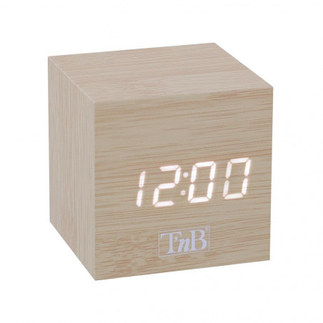 Reloj LED 3 alarmas efecto madera TNB 