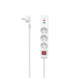 Regleta 3 Tomas 1 4m  Blanca  1xUSB-A 1XUSB-C 18W