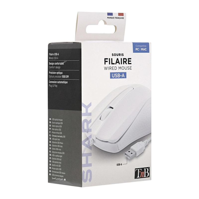 Ratón óptico con cable blanco TNB SHARK