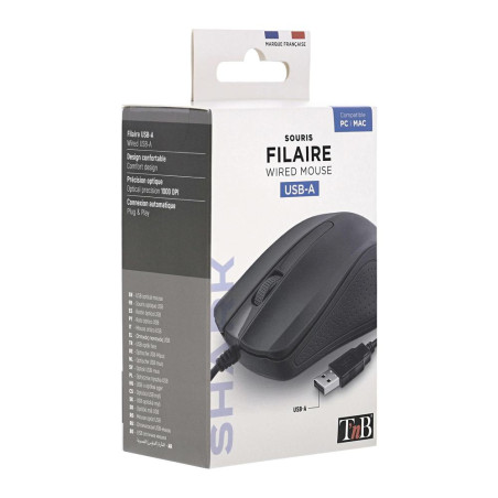 Ratón óptico con cable negro TNB SHARK