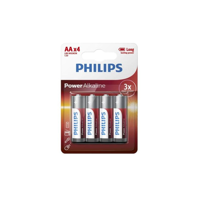 PILAS PHILIPS POWER ALKALINE AA LR6 BLISTER*4