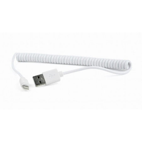 CABLE espiral Lightning blanco 1 5m WIRBOO