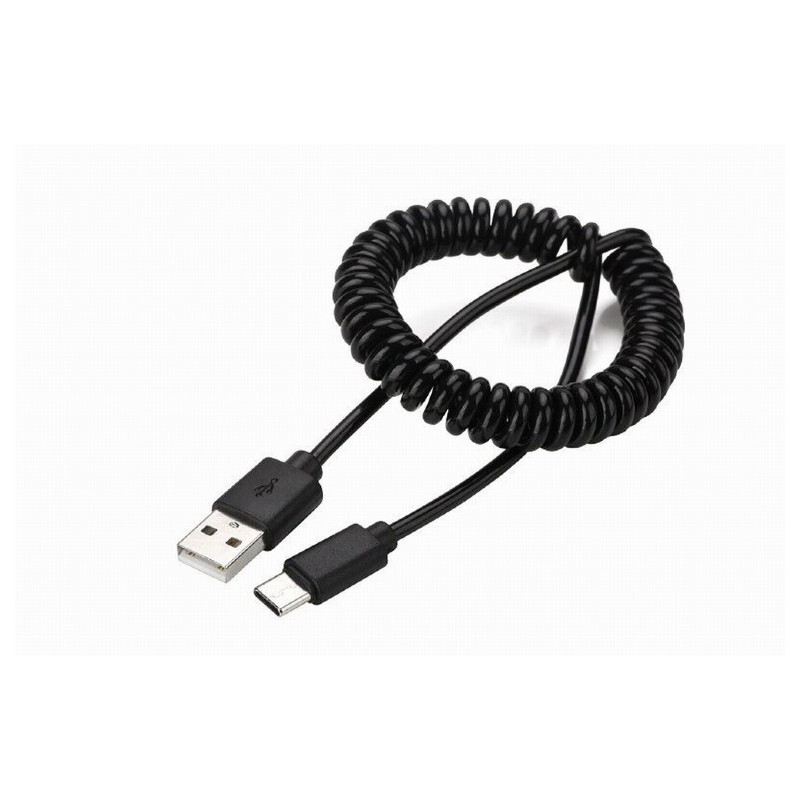 Cable USB tipo C en espiral 1 8 m negro WIRBOO Cable USB tipo C en espiral 1 8 m negro WIRBOO