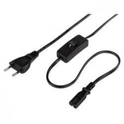 Cable Corriente Europea c/Interruptor 2m Negro
