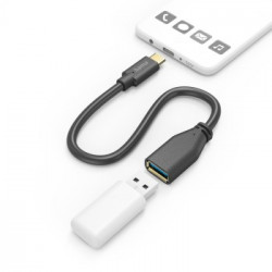 Cable USB C - USB A 15cm OTG Negro