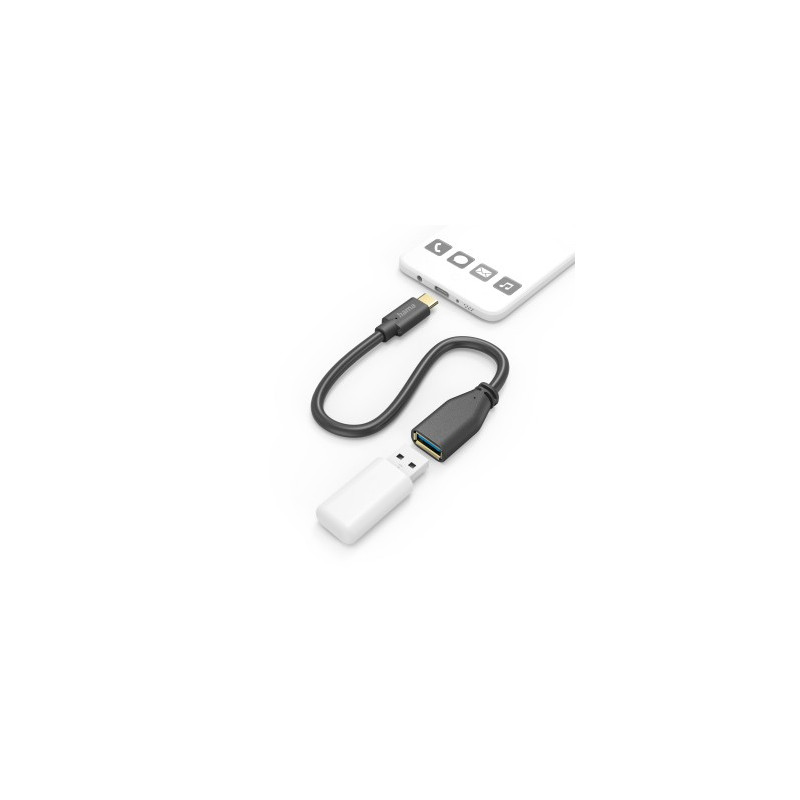 Cable USB C - USB A 15cm OTG Negro Cable USB C - USB A 15cm OTG Negro