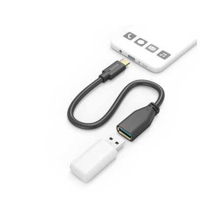 Cable USB C - USB A 15cm OTG Negro