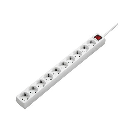 Regleta 10 Tomas Schuko Interruptor Blanco