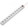 Regleta 10 Tomas Schuko Interruptor Blanco